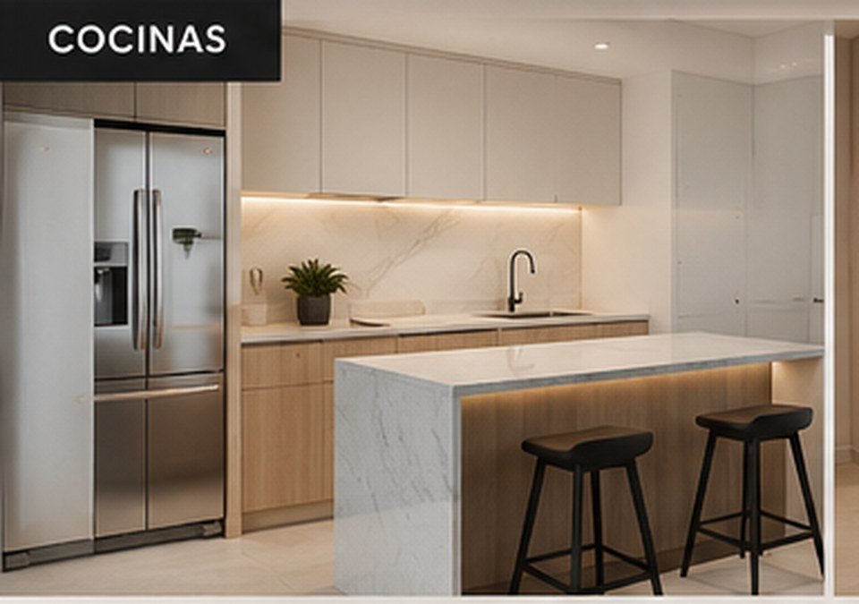 Cocina clara con isla
