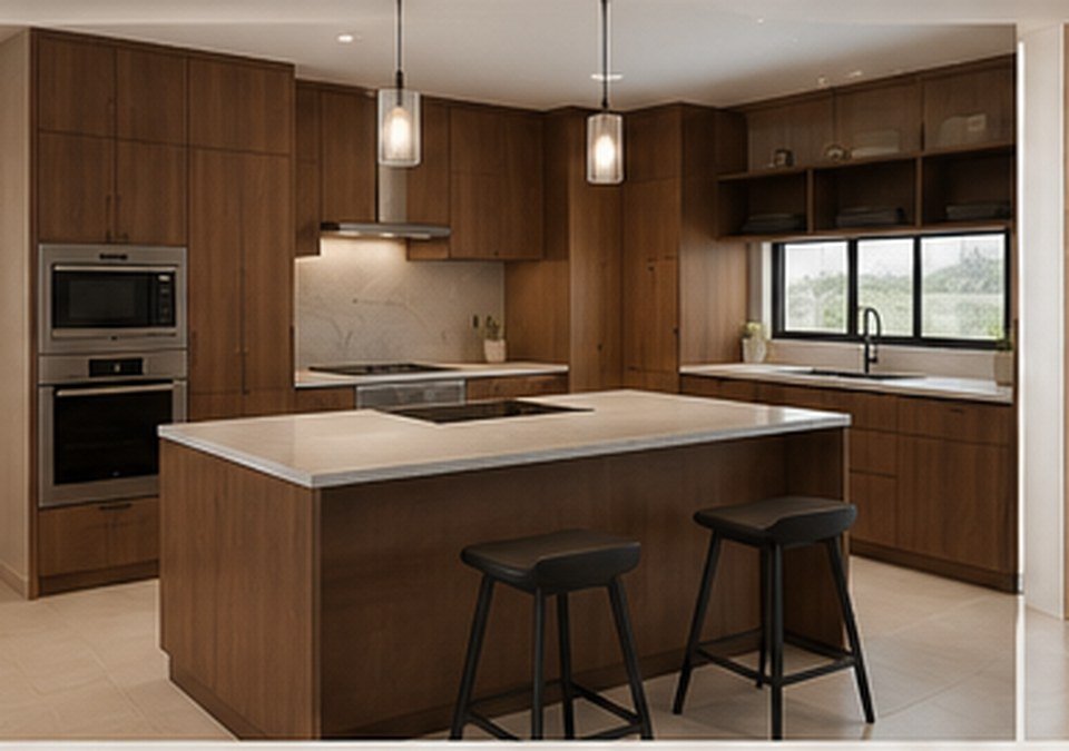 Cocina nogal con isla