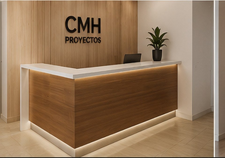 Recepción comercial iluminada